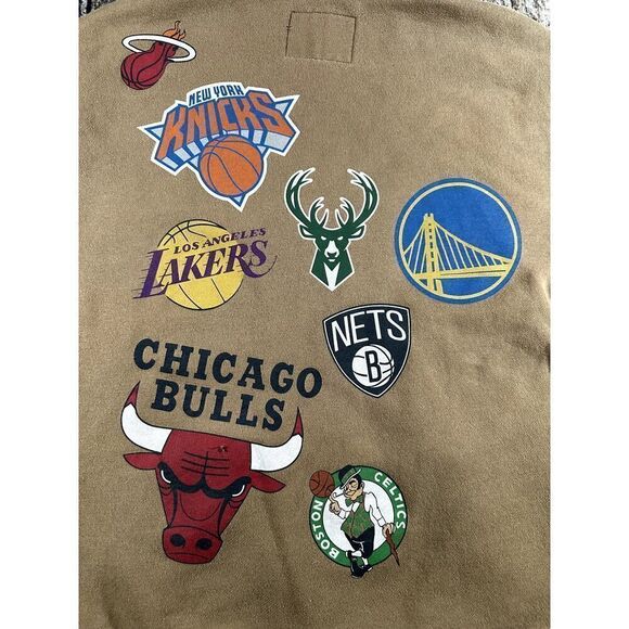 Hollister Nba Pullover Hoodie Small Team Logos Basketball Graphic Brown Unisex - Picture 8 of 9